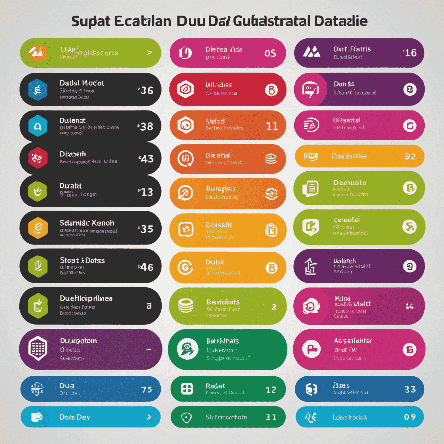 A comparison chart showing different data packages from UAE mobile operators, including data allowances, prices, and key features. The chart uses vibrant colors to distinguish between operators and includes logos of Etisalat, Du, and Virgin Mobile.